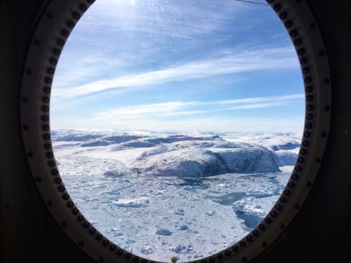 Glacier calving from the P-3 Orion