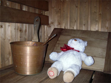 Mrs. Chippy in sauna