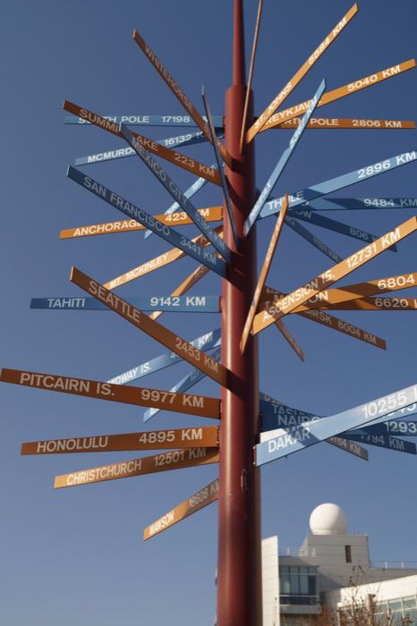 Direction sign at the International Arcitc Research Center