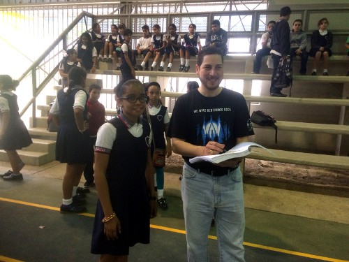 Back at the school, signing an autograph.  Credit: Gretchen B. Guzmán.