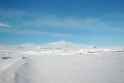 Mt. Terror as seen from the road that leads to the station.  Elevation: 3,230 m (10,597 feet).