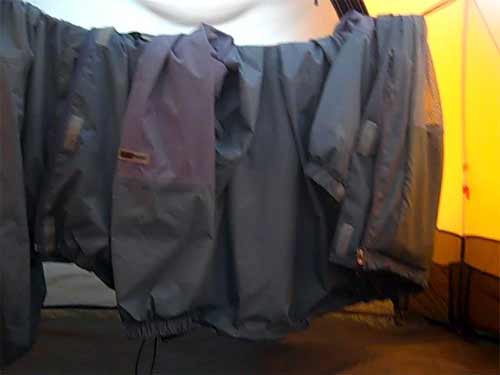 Drying raingear