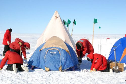 We all worked together to set up  seven tents.