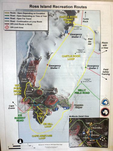 A map of the trail system in McMurdo  Station.