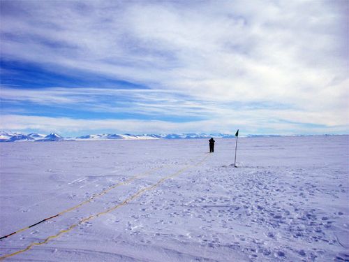 That's me standing out in the snow  with the tether.