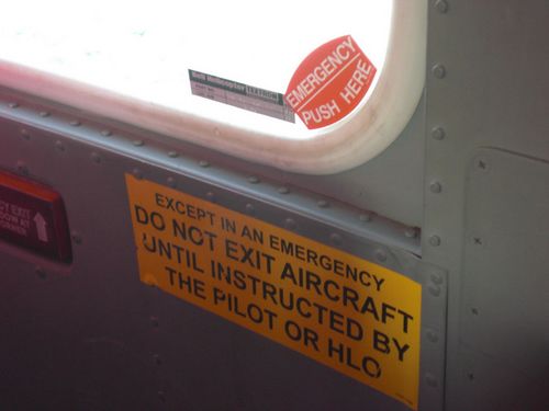 In an emergency, push out the window.