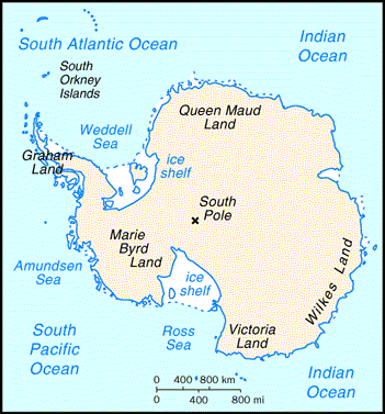 A map of Antarctica.