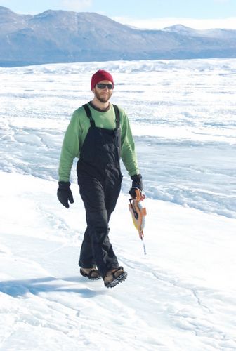 Francois is walking down the ice.