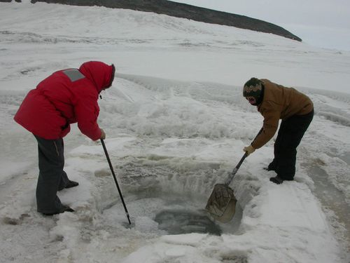 Chipping the dive hole to make it ready for SARA.