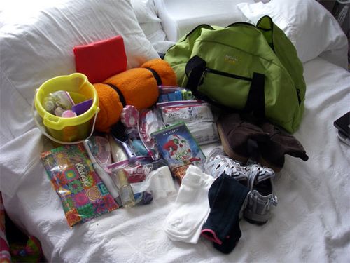 The items that I sent to Antarctica in  my little green duffle bag.