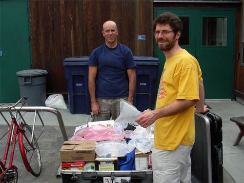 DJ and Scott using air bubbles to fill in  every nook and cranny. Remember,  no packing peanuts! 