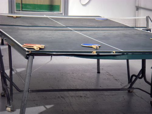 Ping pong table shares the fooseball tent.