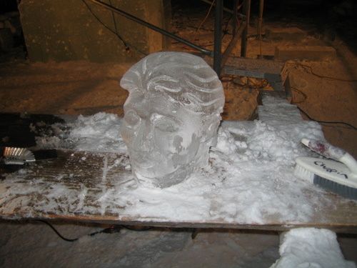 The head of an unfinished sculpture