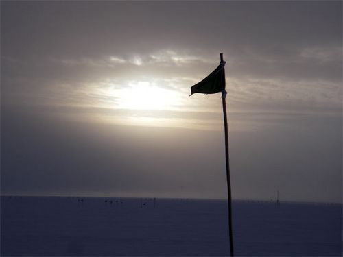 Route Flag lit up by the Midnight Sun