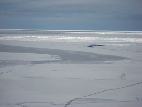 A series of ice ridges