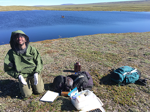 Stewart in bug gear and bacteria production experiment. 