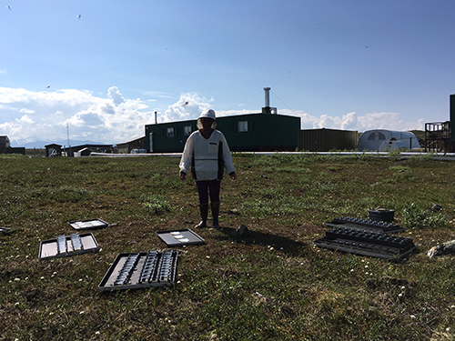 Lija Treibergs and science experiment setup