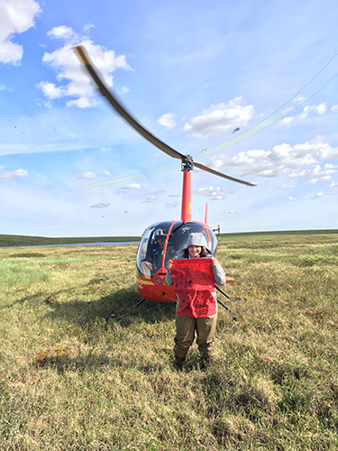 YSP Flag in front of Helicopter.