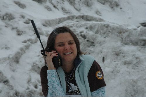 Talking to Dr. Finley on the Satellite phone