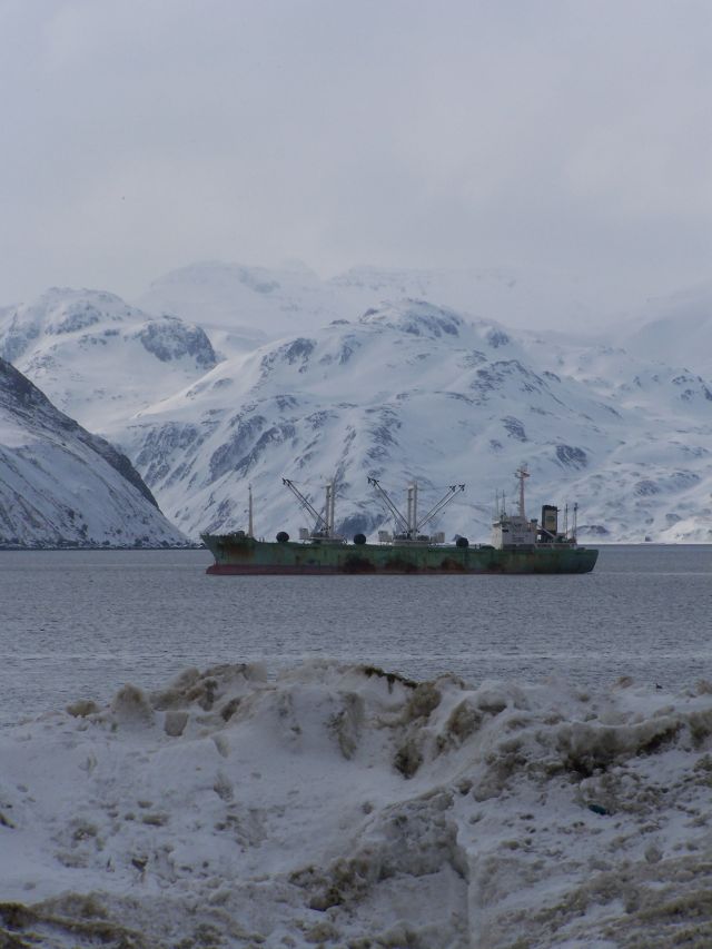 A fishing vessel in Dutch Harbor, AK