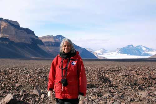 Jackie Hams in Beacon Valley, Dry Valleys, Antarctica