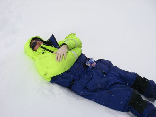  Mr. Peneston rests on the sea ice like a seal!