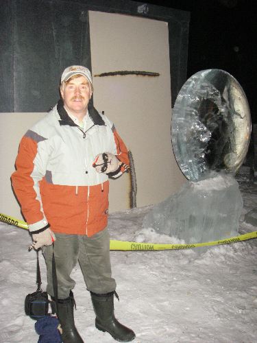 A lens carved from ice that focused sunlight.