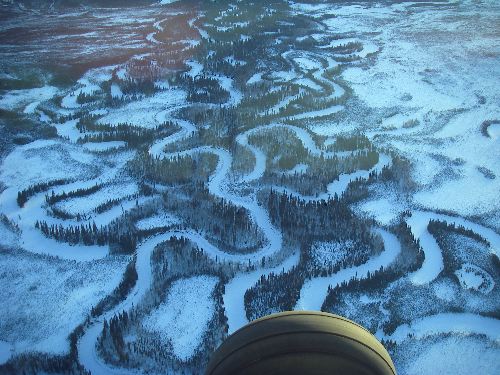 A frozen meandering river near Fairbanks