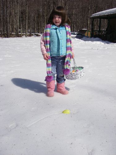 My niece Ally finds an Easter egg in the snow!