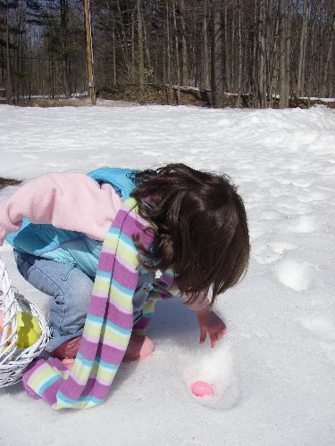 Ally finds another egg down in a boot track in the snow!