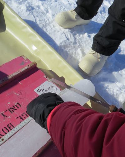 Sawing ice core