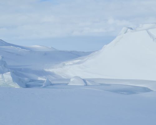 Frozen lunar landscape