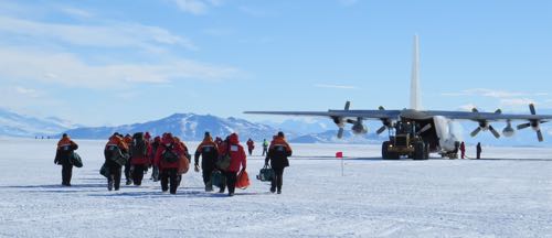 Walking to plane