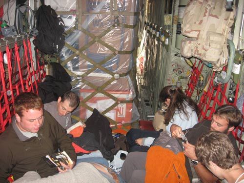 Cargo seats on board the C-130