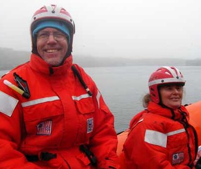 Tom Weingartner and Diane Stoeker part of the science team glad to be ashore.