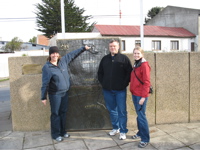 Marcy, Kevin, and Lauren with the golden map