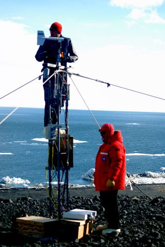 Repairing the automated weather station.