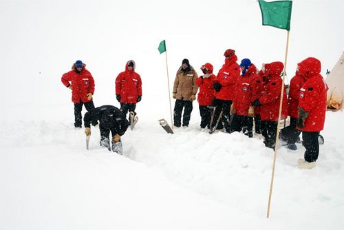 Danny showing us how to make snow blocks.