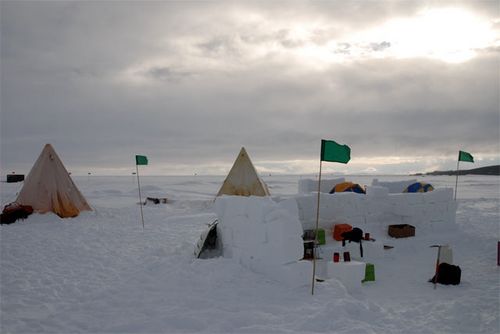 Snow Camp at midnight