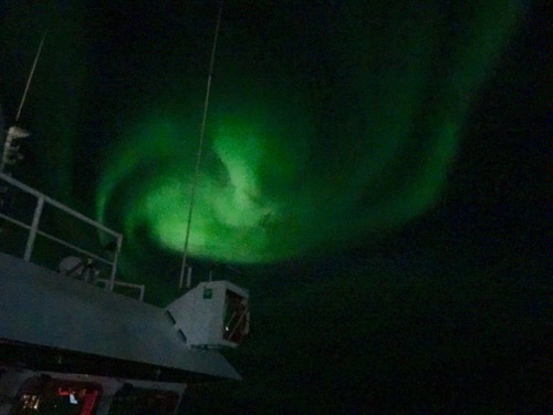 Aurora over the Beaufort Sea onboard the R/V Sikuliaq!