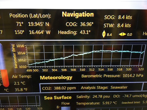 R/V Sikuliaq Underway Data Display.  September 5, 2017.  Photo by Lisa Seff.