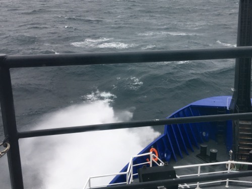 Rough seas off the bow of the R/V Sikuliaq! September 6, 2017.