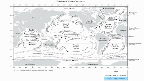 NY Regents Earth Science Reference Tables Ocean Currents.