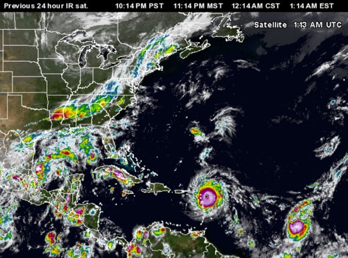 Hurricane Irma.  Satellite view of the Eastern United States. September 6, 2017. 