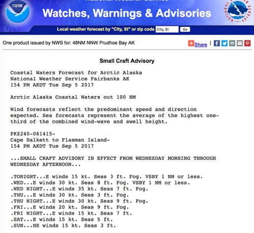 Marine weather forecast