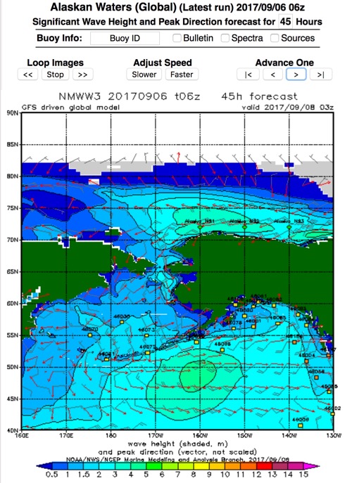 NOAA Wave Watch III Significant Wave Height. How high will our waves be? September 6, 2017. Photo by Lisa Seff