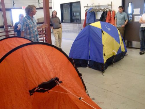 Setting up tents at the field training.