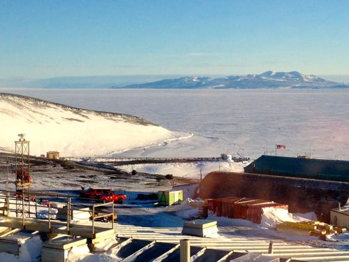 A view of the helicopter site at McMurdo Station.