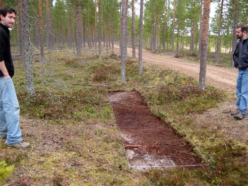 Foundation of a Stone Age pit house about the length of a school bus