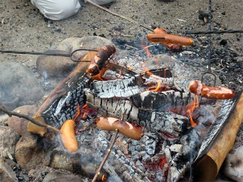 Close up of Makkara cooking